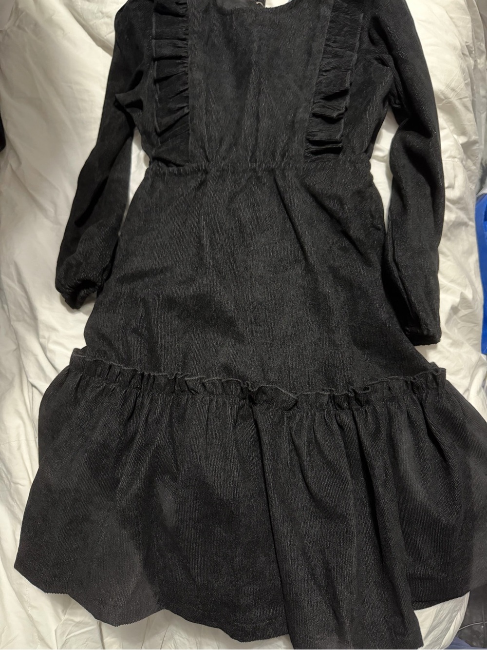 Kids Black Ruffle Long-Sleeve Dress - Classic Girls' Party Dress